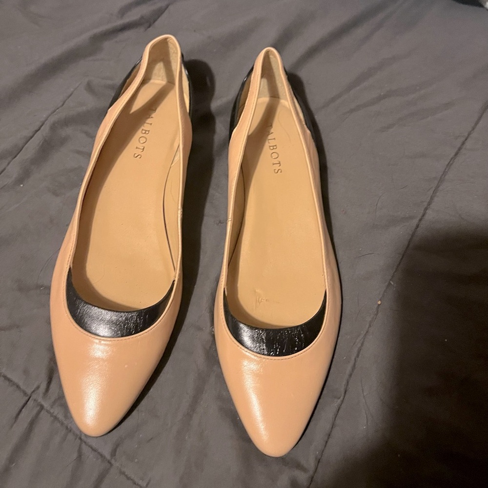 Talbots cream and black flats. Never worn.